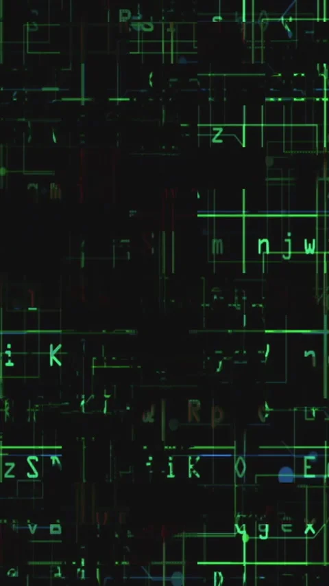 Code on the screen glitch effect vertical video Stock Footage 277512341