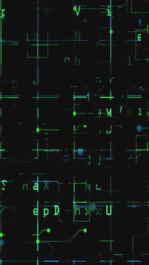 Code on the screen glitch effect vertical video Stock Footage 277854688