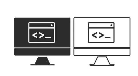 Code on a Screen Icon. Illustrazione stock