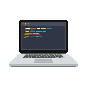 Code on the Screen Laptop Stock Illustration