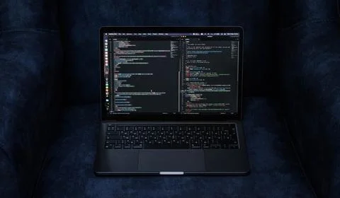 Code screen laptop 库存照片