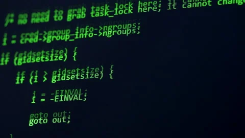 Code is scrolled up, close up. Stock Footage 93017841