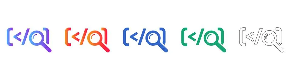 Code Search and Programming Icons Stock Illustration