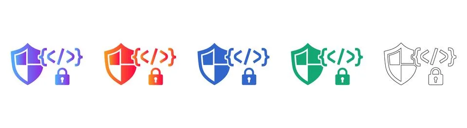 Code Security and Protection Icons Stock Illustration