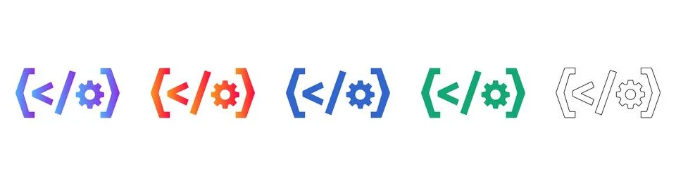 Code Settings Development Icon Set 스톡 일러스트