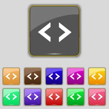 Code sign icon. Programmer symbol. Set of colored buttons. Vector Stockillustratie