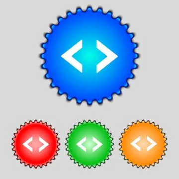 Code sign icon. Programmer symbol. Set of colored buttons. Vector Stockillustratie