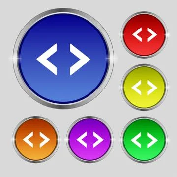 Code sign icon. Programmer symbol. Set of colored buttons. Vector 스톡 일러스트