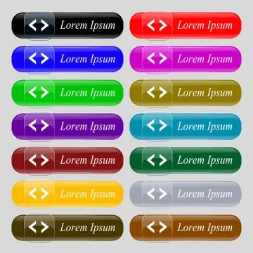 Code sign icon. Programmer symbol. Set of colored buttons. Vector Stock Illustration