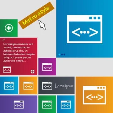 Code sign icon. Programmer symbol. Set of colored buttons. Vector 库存插图