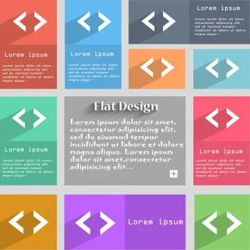 Code sign icon. Programmer symbol. Set of colored buttons. Vector 库存插图
