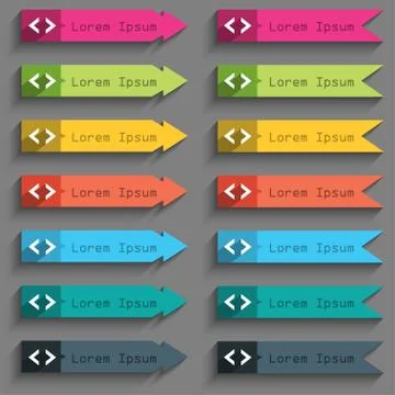 Code sign icon. Programmer symbol. Set of colored buttons. Vector Stockillustratie