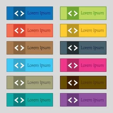Code sign icon. Programmer symbol. Set of colored buttons. Vector 库存插图