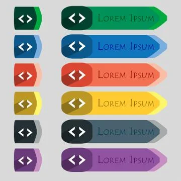 Code sign icon. Programmer symbol. Set of colored buttons. Vector Stock Illustration