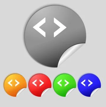 Code sign icon. Programmer symbol. Set of colored buttons. Vector Stock Illustration