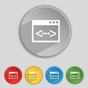 Code sign icon. Programmer symbol. Set of colored buttons. Vector 库存插图