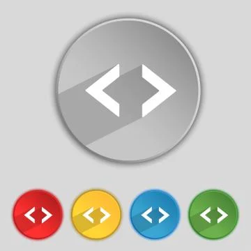 Code sign icon. Programmer symbol. Set of colored buttons. Vector 스톡 일러스트