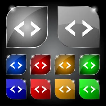 Code sign icon. Programmer symbol. Set of colored buttons. Vector Illustrazione stock