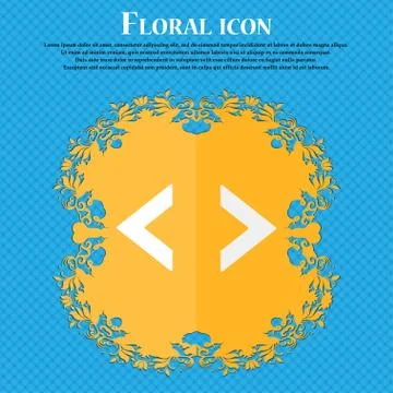 Code sign icon. Programmer symbol. Floral flat design on a blue abstract back Stock-Illustration