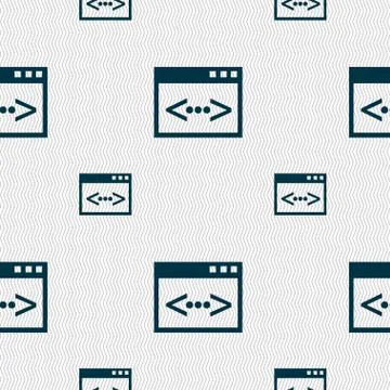 Code sign icon. Programmer symbol. Seamless pattern with geometric texture. V Illustrazione stock