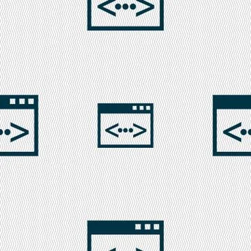 Code sign icon. Programmer symbol. Seamless abstract background with geometri Stock Illustration