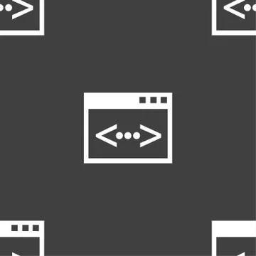 Code sign icon. Programmer symbol. Seamless pattern on a gray background. Vec 스톡 일러스트