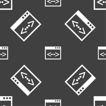 Code sign icon. Programmer symbol. Seamless pattern on a gray background. Vec Stock Illustration