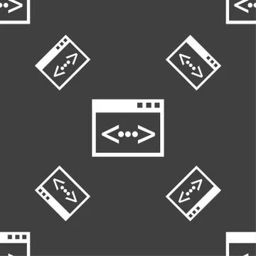 Code sign icon. Programmer symbol. Seamless pattern on a gray background. Vec 스톡 일러스트