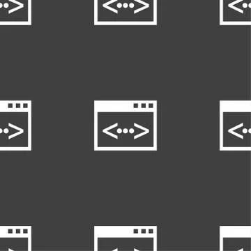Code sign icon. Programmer symbol. Seamless pattern on a gray background. Vec Stock Illustration