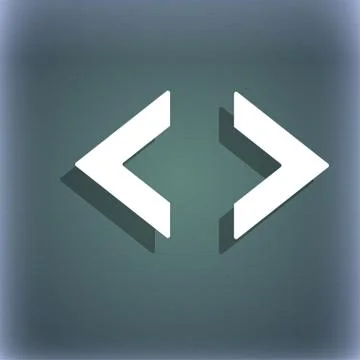 Code sign icon. Programmer symbol. On the blue-green abstract background with sh Stock-Illustration