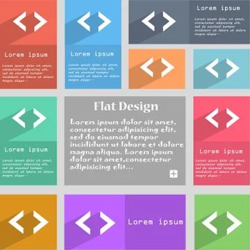 Code sign icon. Programmer symbol. Set of colored buttons. Stock Illustration