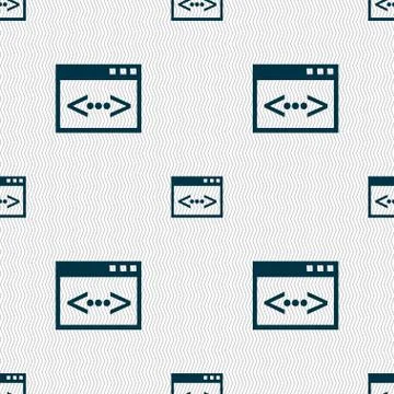 Code sign icon. Programmer symbol. Seamless abstract background with geometric s 스톡 일러스트
