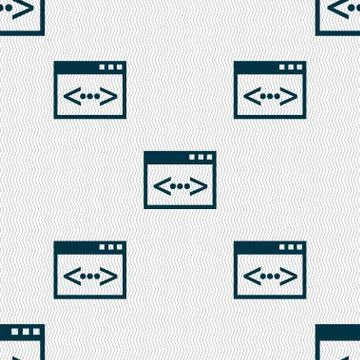 Code sign icon. Programmer symbol. Seamless abstract background with geometric s Stock Illustration