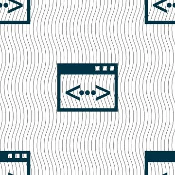 Code sign icon. Programmer symbol. Seamless pattern with geometric texture. Illustrazione stock
