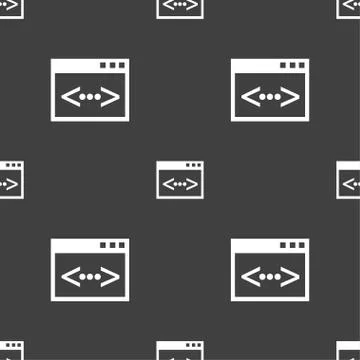 Code sign icon. Programmer symbol. Seamless pattern on a gray background. Stockillustratie