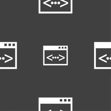 Code sign icon. Programmer symbol. Seamless pattern on a gray background. Stock Illustration