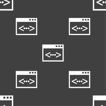 Code sign icon. Programmer symbol. Seamless pattern on a gray background. 스톡 일러스트