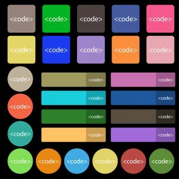 Code sign icon. Programming language symbol. Set from twenty seven multicolor Stock Illustration