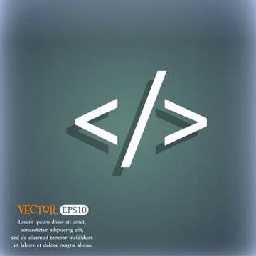 Code sign icon. Programming language symbol. On the blue-green abstract backg 库存插图