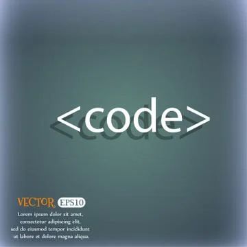 Code sign icon. Programming language symbol. On the blue-green abstract backg イラスト素材