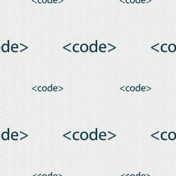 Code sign icon. Programming language symbol. Seamless pattern with geometric  Stock Illustration