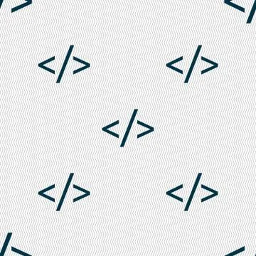 Code sign icon. Programming language symbol. Seamless abstract background wit Stock Illustration