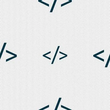 Code sign icon. Programming language symbol. Seamless abstract background wit Stock Illustration