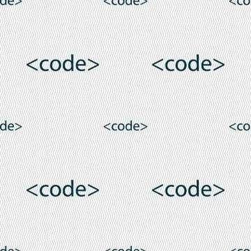 Code sign icon. Programming language symbol. Seamless abstract background wit イラスト素材