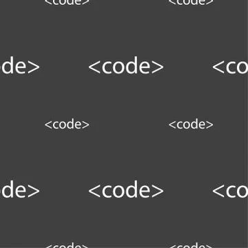 Code sign icon. Programming language symbol. Seamless pattern on a gray backg Stock Illustration