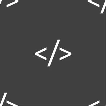 Code sign icon. Programming language symbol. Seamless pattern on a gray backg イラスト素材