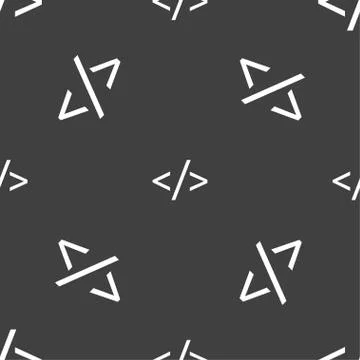 Code sign icon. Programming language symbol. Seamless pattern on a gray backg Stock Illustration