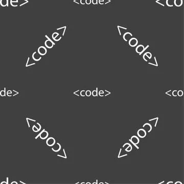 Code sign icon. Programming language symbol. Seamless pattern on a gray backg Stockillustratie