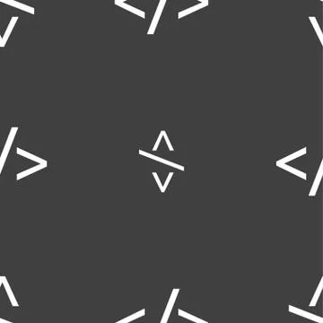 Code sign icon. Programming language symbol. Seamless pattern on a gray backg 스톡 일러스트