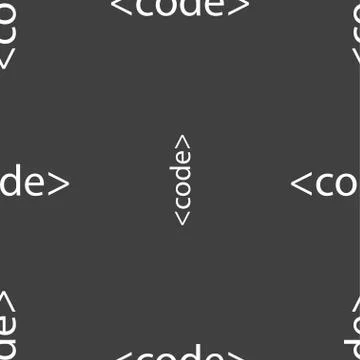 Code sign icon. Programming language symbol. Seamless pattern on a gray backg Stockillustratie